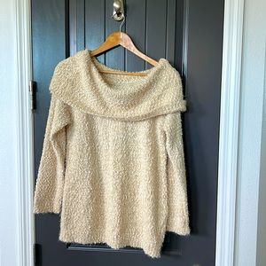 Sparkly Cream and Gold Cowl Neck Lauren Conrad Sweater XL NWT